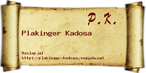 Plakinger Kadosa névjegykártya